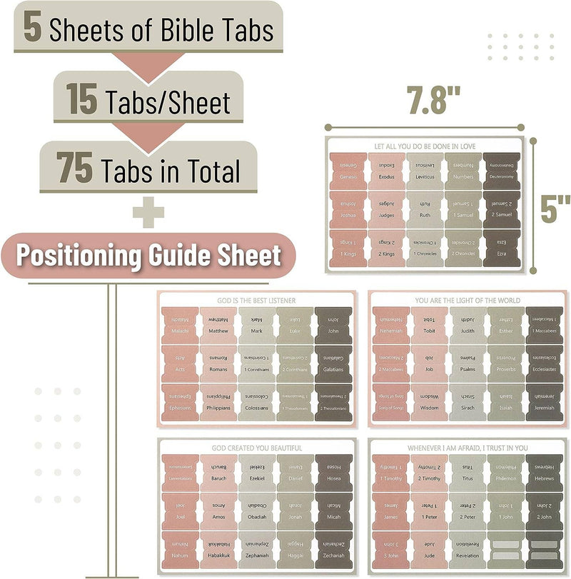 Mr. Pen- Bible Tabs, 75 Tabs, Green Terracotta, Vintage