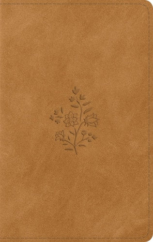 ESV Giant Print Personal Size Bible, Red Letter, Thumb Indexed (Trutone, Nubuck Caramel, Wildflower Design)