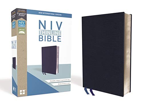 NIV, Thinline Bible, Bonded Leather, Navy, Red Letter, Comfort Print