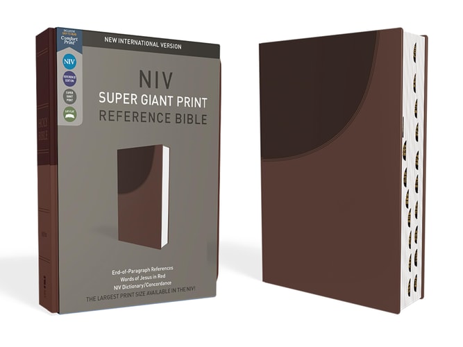NIV Super Giant Print Reference Bible Thumb Indexed Comfort Print [Red Letter, Brown]