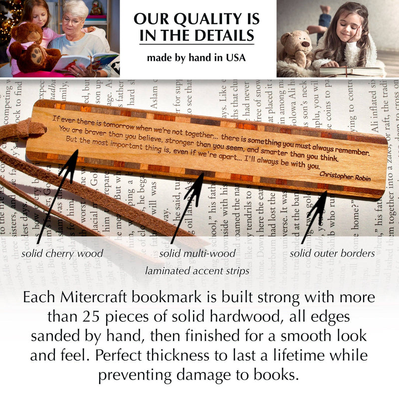 Christopher Robin Quote Engraved Handmade Wooden Bookmark