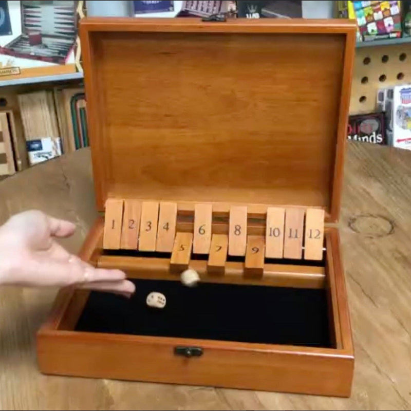 WE Games Wood 12 Number Shut the Box Game with Lid