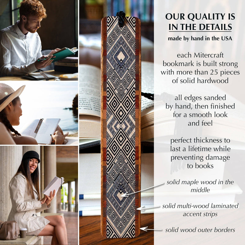 Handmade Wooden Bookmark Argyle (Black)