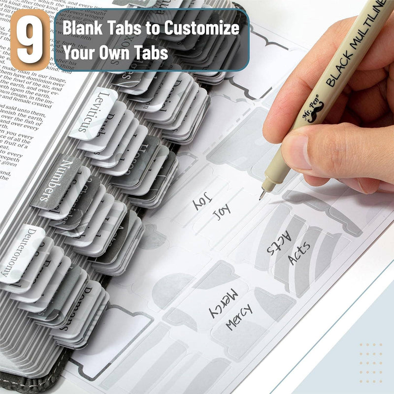 Mr. Pen- Bible Tabs, 75 Tabs, Gray Theme