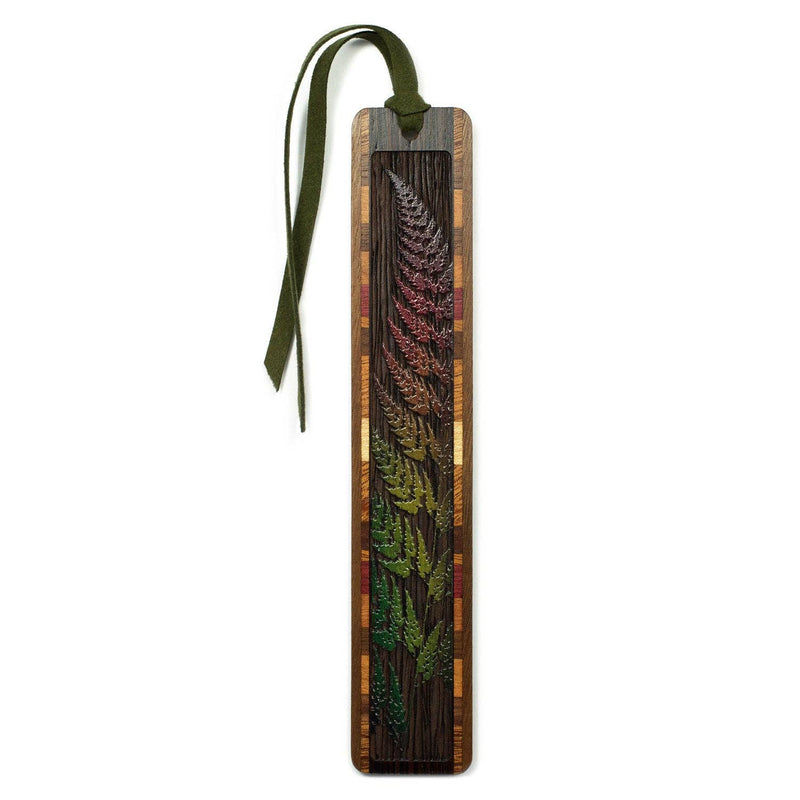 Sword Fern Engraved with added Color Wooden Bookmark