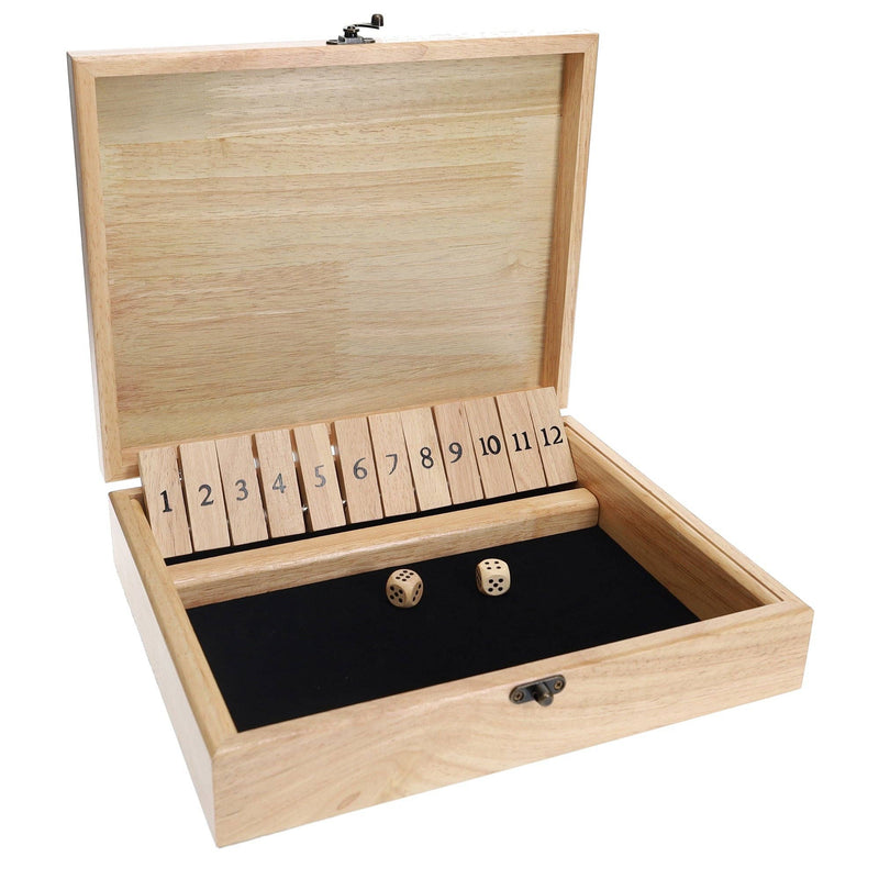 WE Games Wood 12 Number Shut the Box Game with Lid