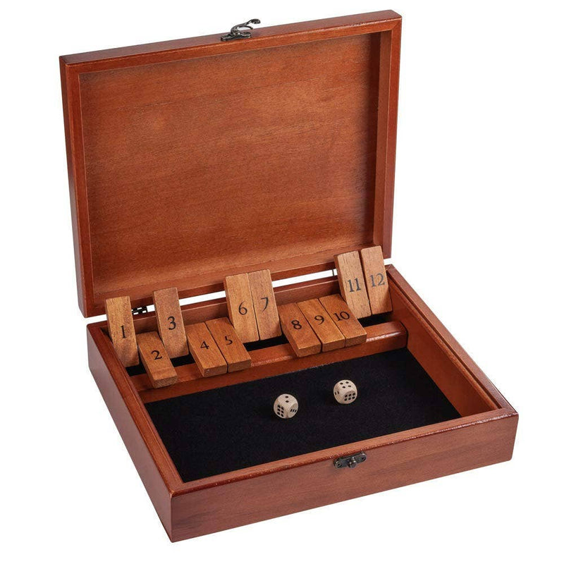 WE Games Wood 12 Number Shut the Box Game with Lid