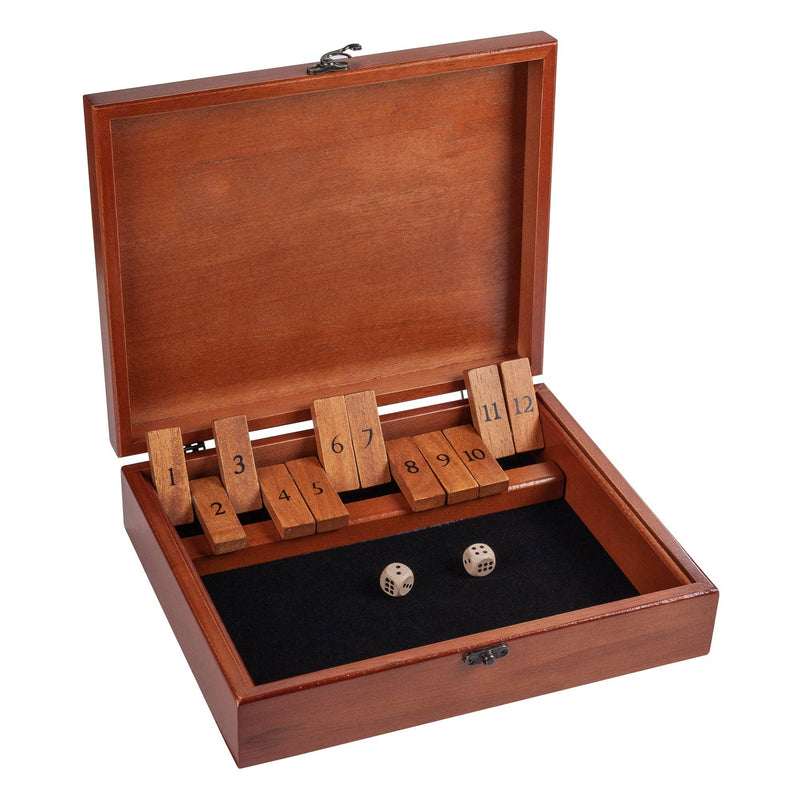 WE Games Wood 12 Number Shut the Box Game with Lid