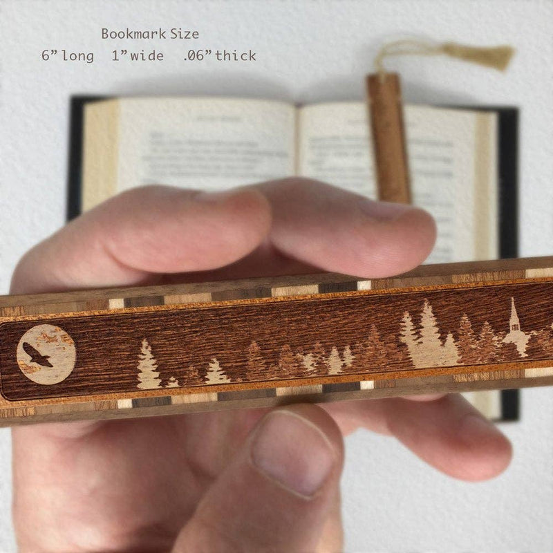 Raven with Moon Handmade Engraved Wooden Bookmark