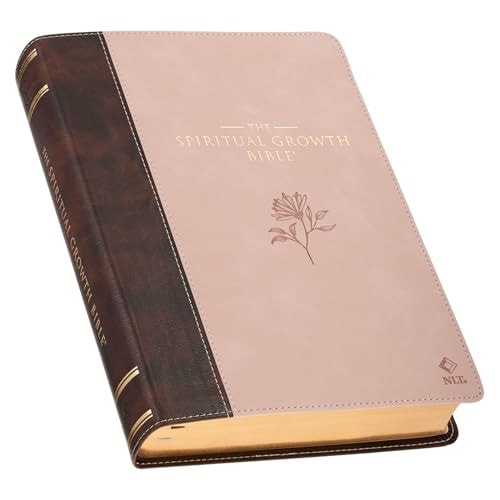 The Spiritual Growth Bible, Study Bible, NLT - New Living Translation Holy Bible, Vegan Leather, Brown/Pink Two-Tone