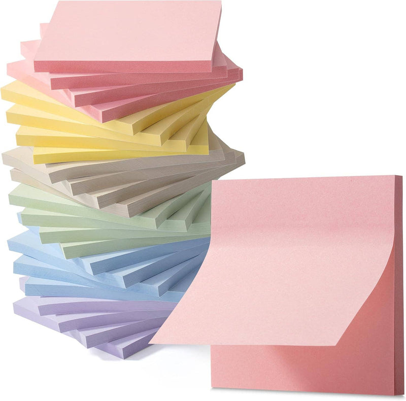 Mr. Pen Sticky Notes, 3”x3”, 24 Pads, Pastel Colors