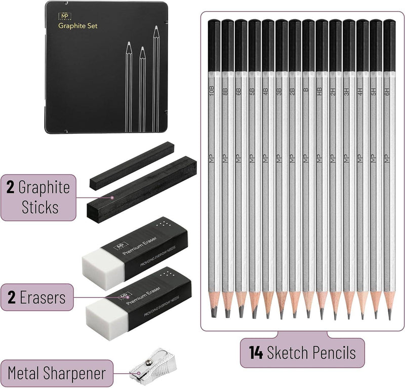 Mr. Pen Sketch Pencils for Drawing, 19 pcs,