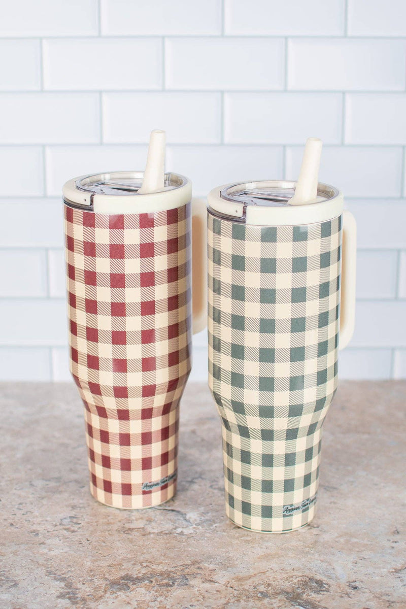Evergreen Gingham 40oz Water Tank Tumbler