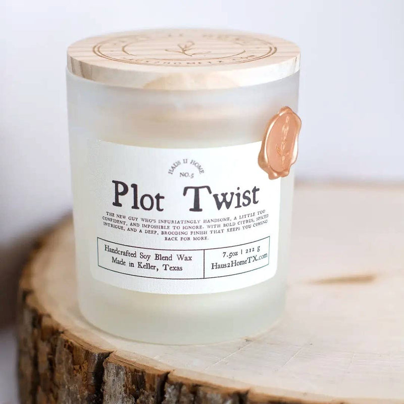 Hand-Poured Candle - Plot Twist - 6.5 oz Amber Jar