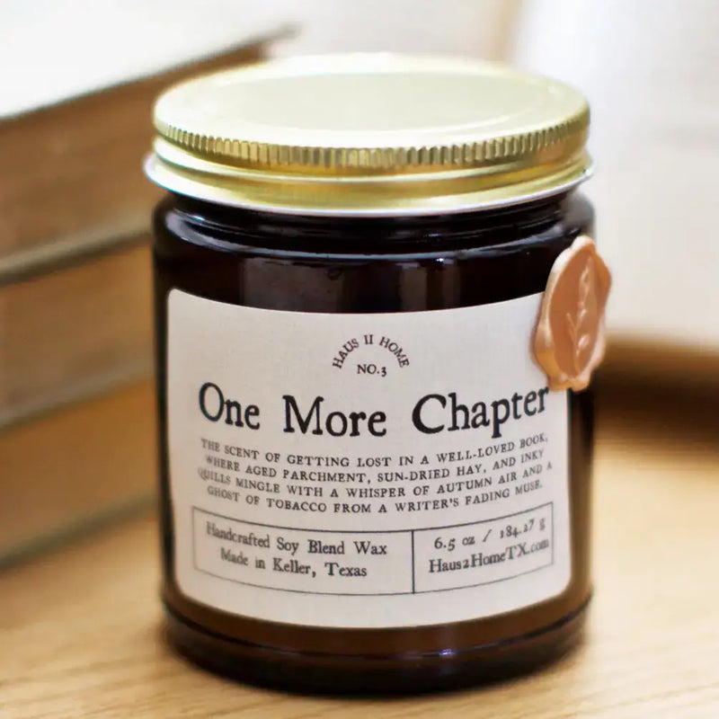 Hand-Poured Candle - One More Chapter - 6.5 oz Amber Jar