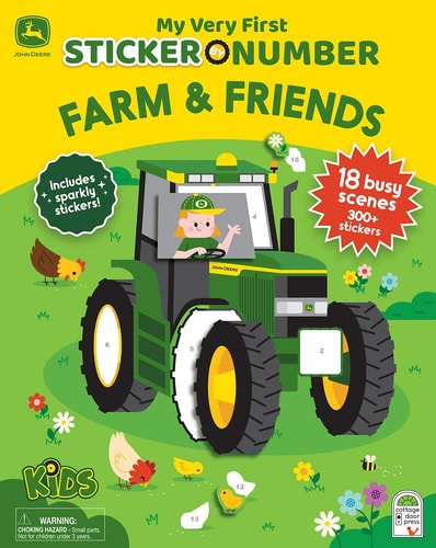 John Deere Kids Farm & Friends - My Very First Sticker by Number Activity Book for Kids, Includes Pull-Out Pages and 300 Stickers, Toddlers and Kids