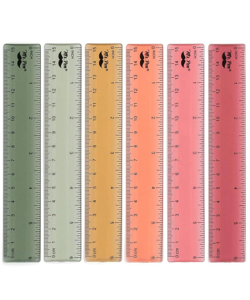 Mr. Pen- Ruler, 6 Inch, 6 Pack, Vintage Colors