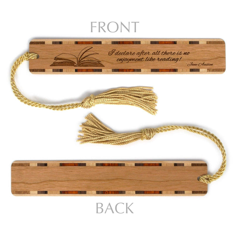 Jane Austen Reading Quote Handmade Engraved Wooden Bookmark