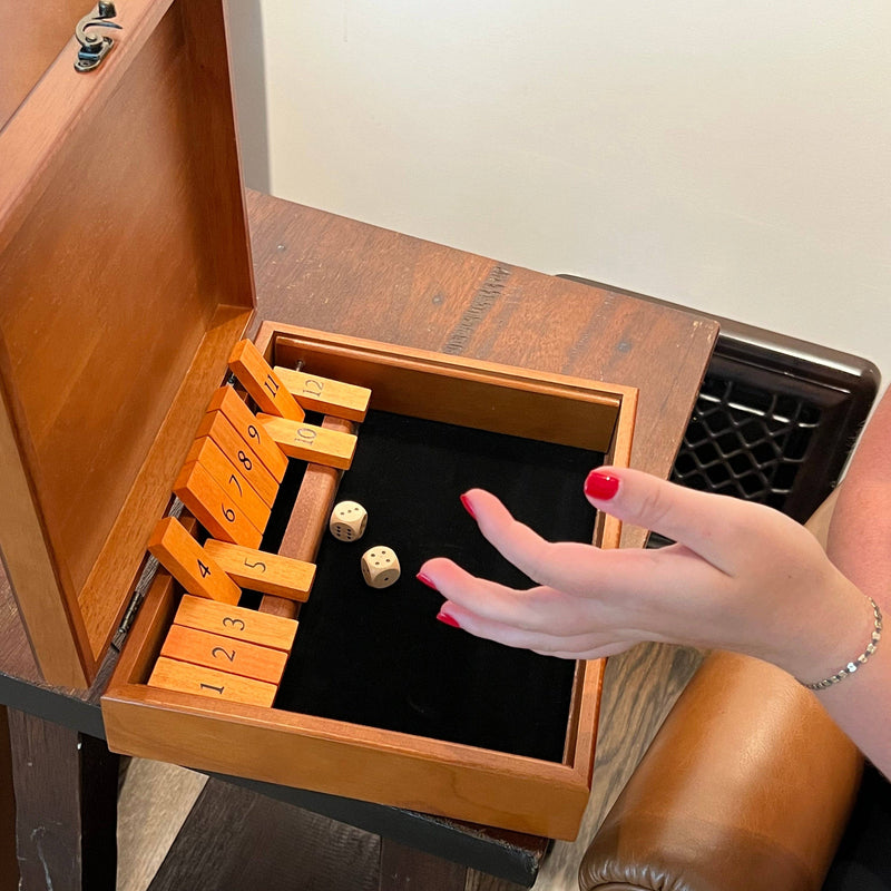 WE Games Wood 12 Number Shut the Box Game with Lid