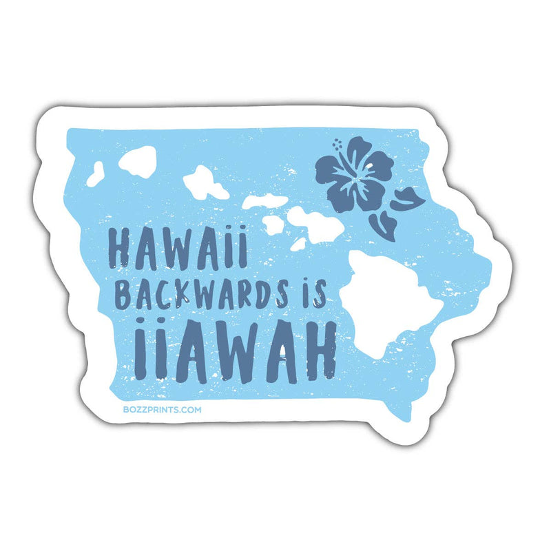 Hawaii Backwards is Iiawah Ocean Sticker