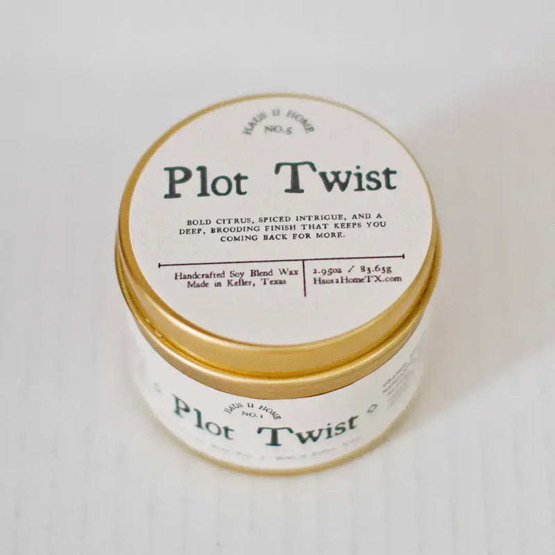 Hand-Poured Candle - Plot Twist - 6.5 oz Amber Jar