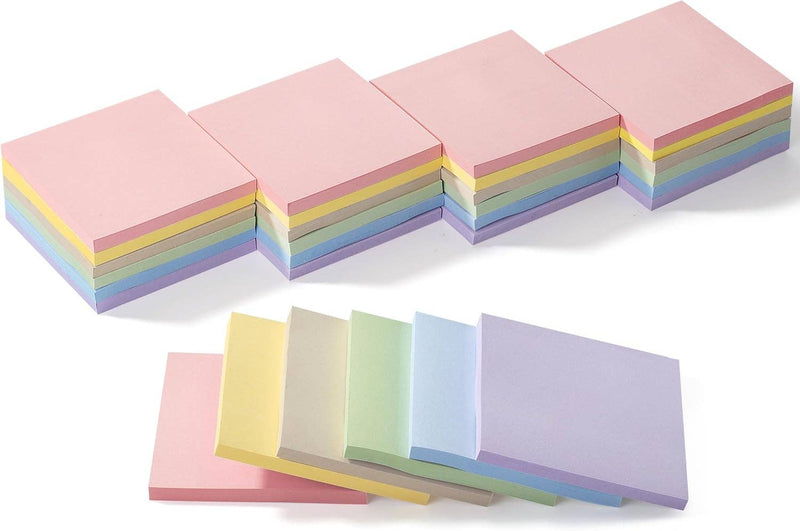 Mr. Pen Sticky Notes, 3”x3”, 24 Pads, Pastel Colors