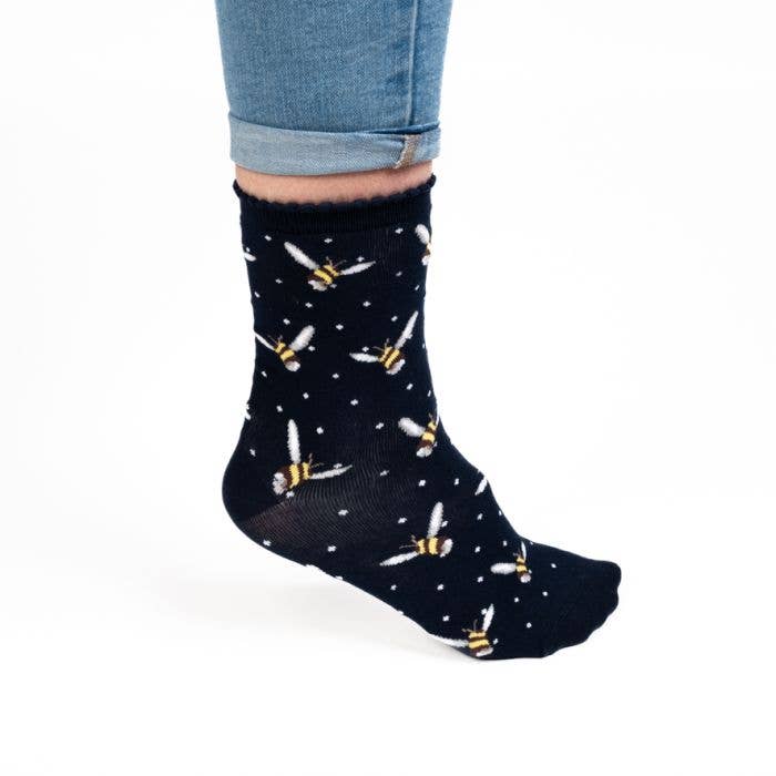 Bee Sock - Busy Bee - Navy