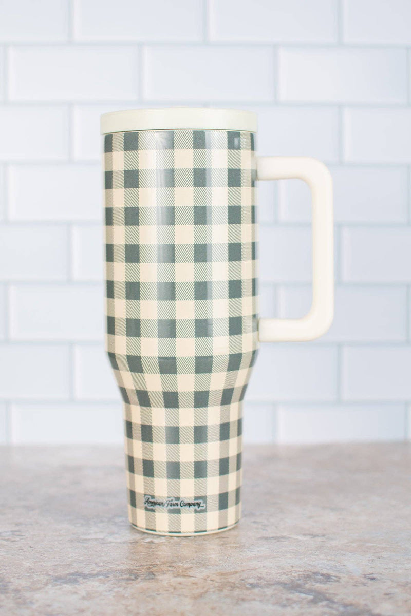 Evergreen Gingham 40oz Water Tank Tumbler