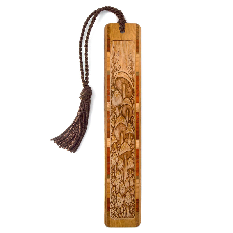 Mushrooms Engraved Wooden Bookmark