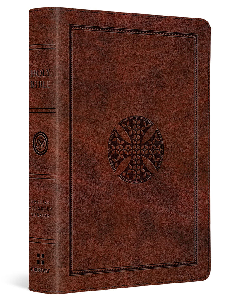 ESV Large Print Compact Bible (TruTone, Brown, Mosaic Cross Design)