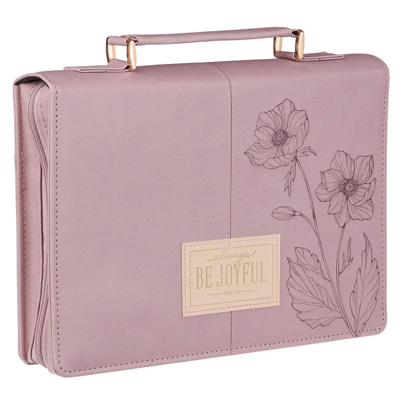 Always Be Joyful Dusty Mauve Faux Leather Fashion Bible Cover - 1 Thessalonians 5:16