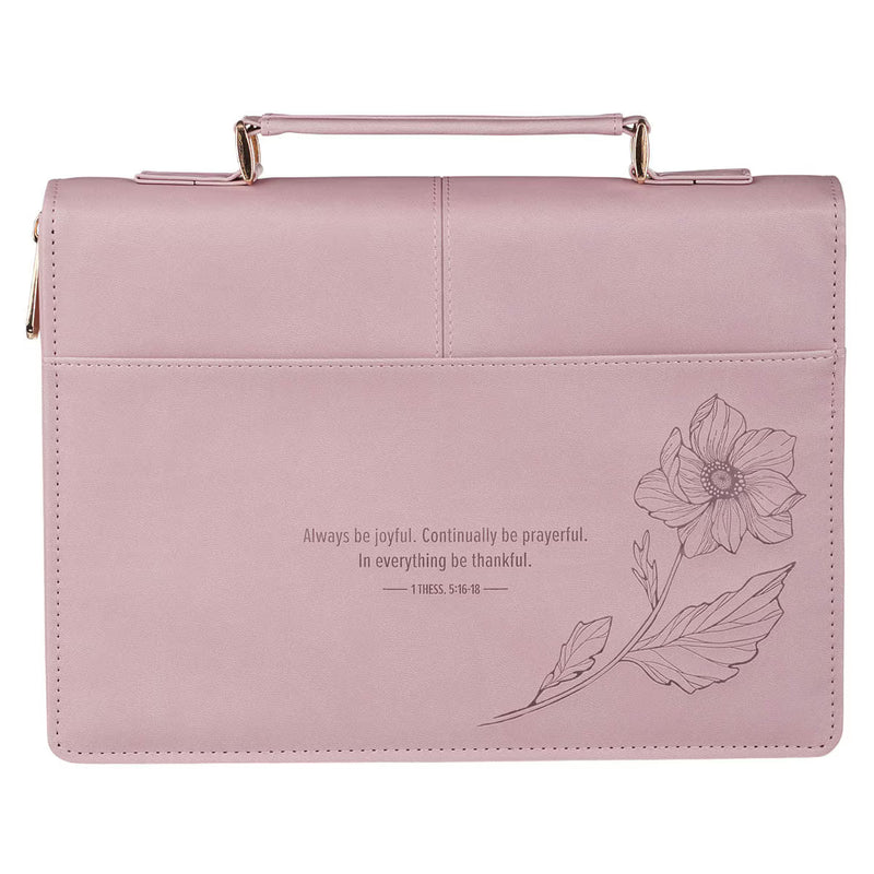 Always Be Joyful Dusty Mauve Faux Leather Fashion Bible Cover - 1 Thessalonians 5:16