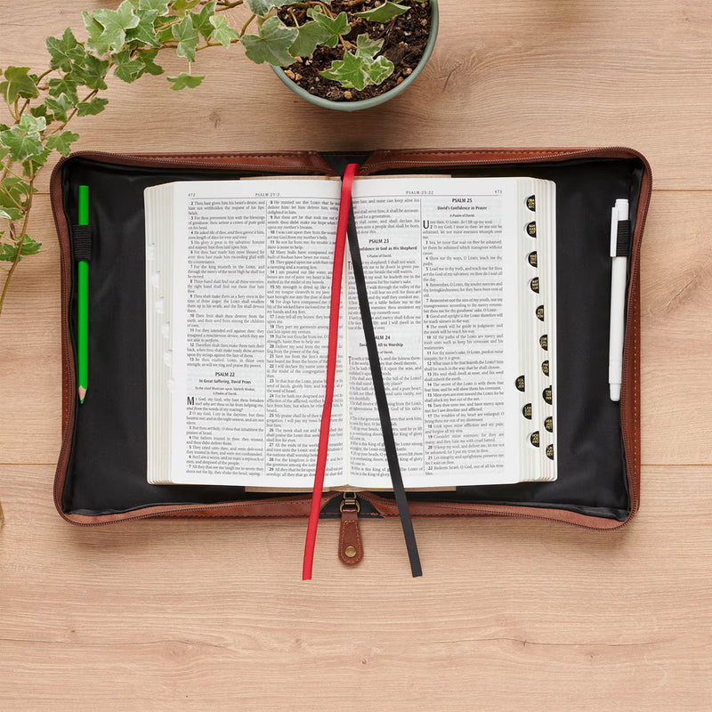 Bible Cover Classic Two-toned Brown Stand Firm - 1 Cor. 16:13