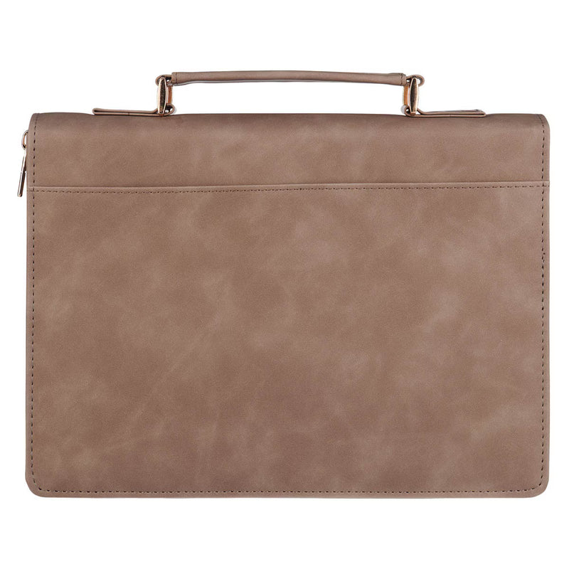 I Am With You Always Tan and Brown Faux Leather Classic Bible Cover - Matthew 28:20