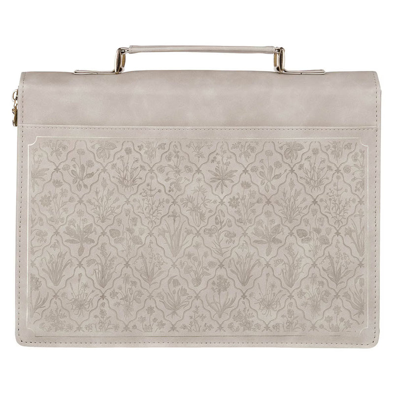 Sufficient Grace Taupe Wildflower Tapestry Faux Leather Fashion Bible Cover - 2 Corinthians 12:9