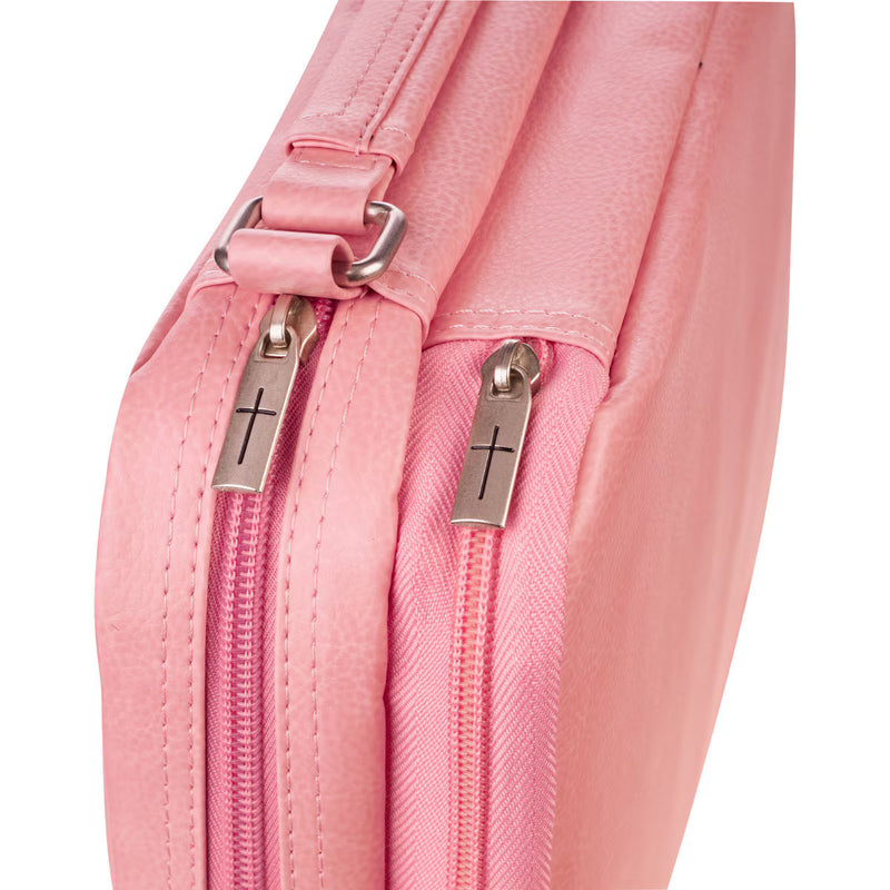 Two-fold Pink Faux Leather Organizer Bible Cover