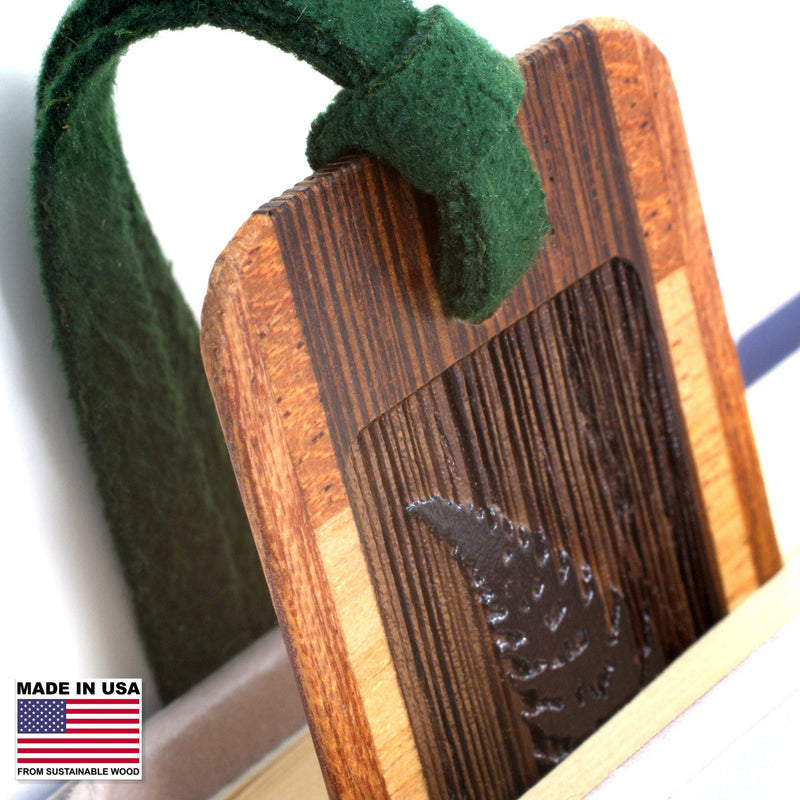 Sword Fern Engraved with added Color Wooden Bookmark