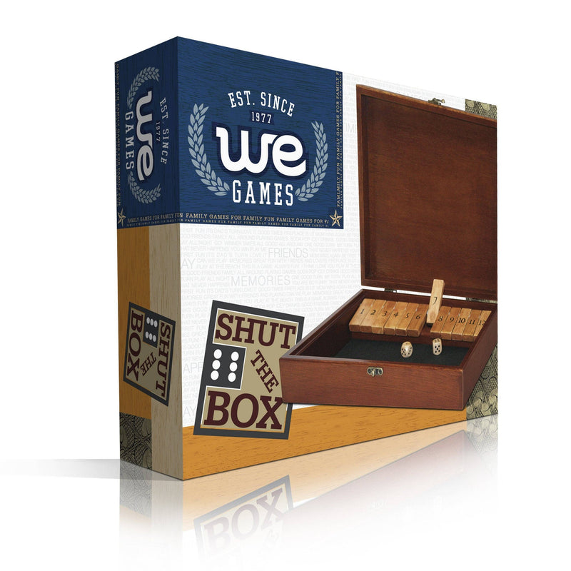 WE Games Wood 12 Number Shut the Box Game with Lid