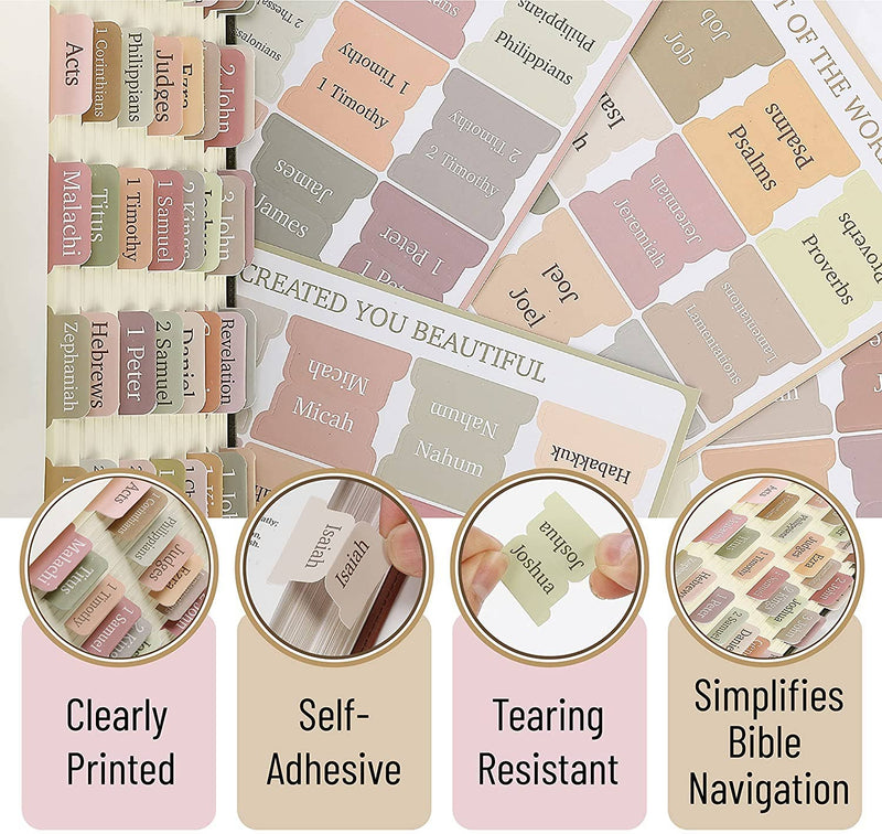 Mr. Pen- Bible Tabs, 75 Tabs, Boho Theme, Laminated