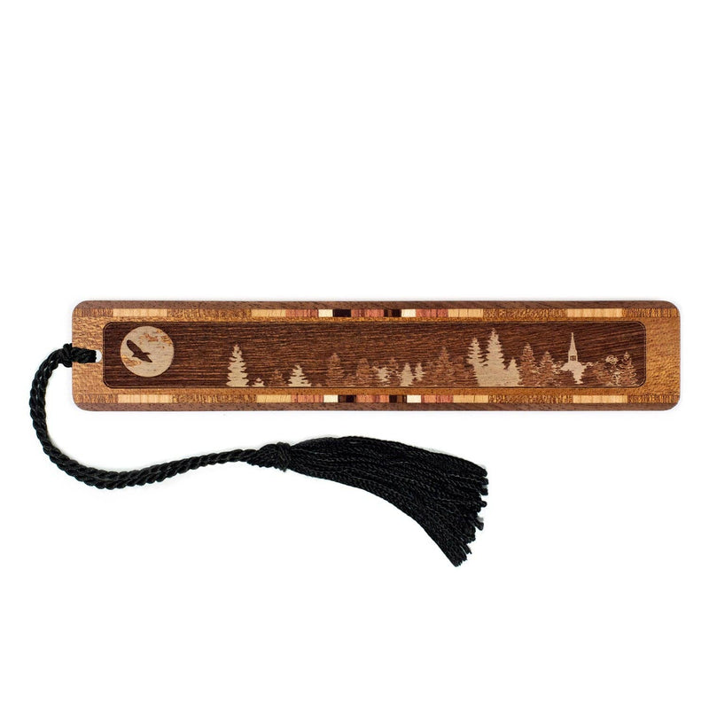 Raven with Moon Handmade Engraved Wooden Bookmark