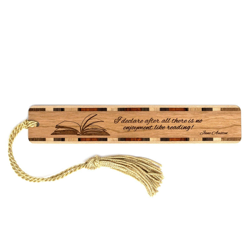 Jane Austen Reading Quote Handmade Engraved Wooden Bookmark