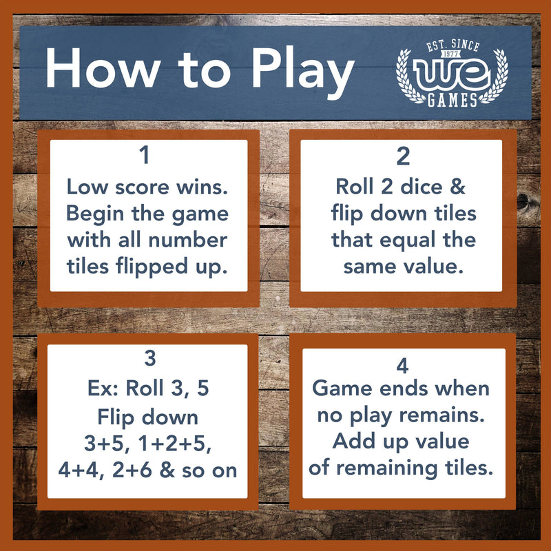 WE Games Wood 12 Number Shut the Box Game with Lid