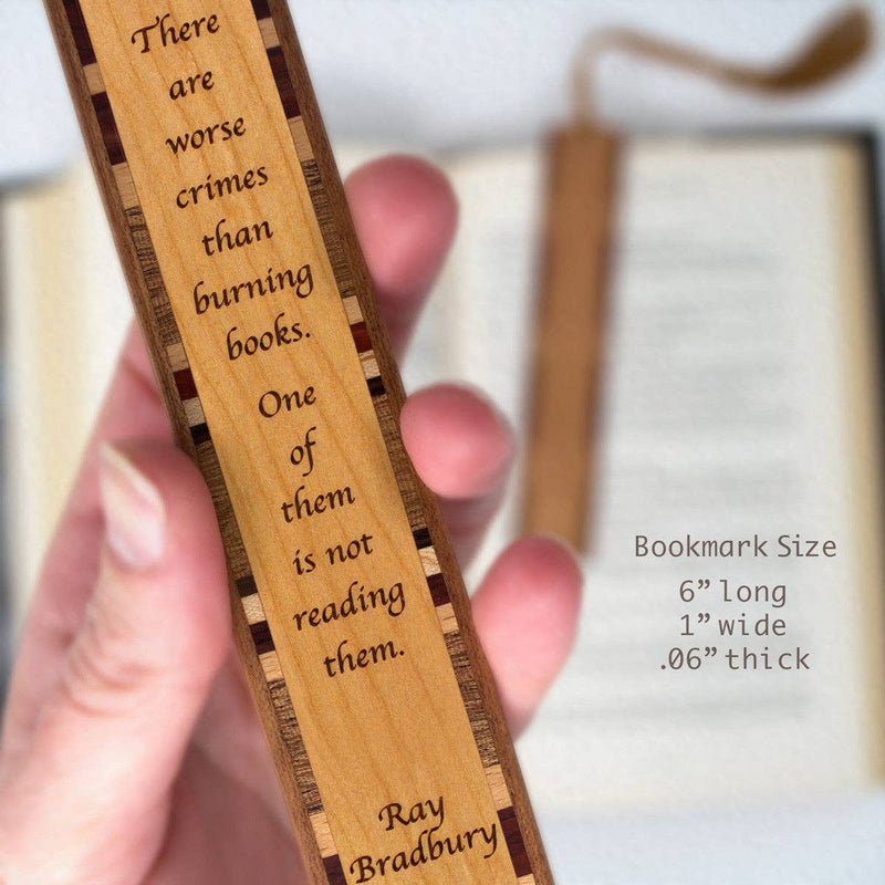 Ray Bradbury Reading Books Quote Wooden Engraved Bookmark