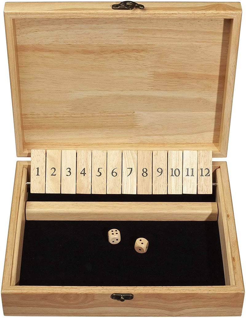 WE Games Wood 12 Number Shut the Box Game with Lid