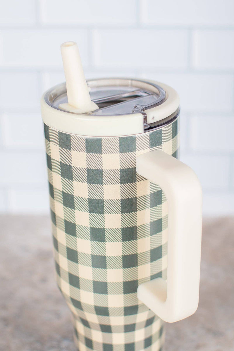 Evergreen Gingham 40oz Water Tank Tumbler