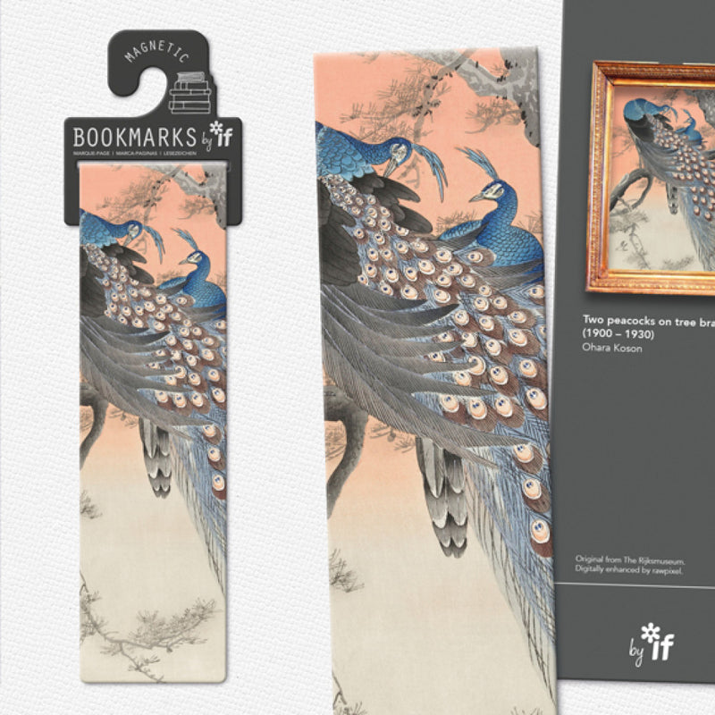 Magnetic Bookmark, Two Peacocks