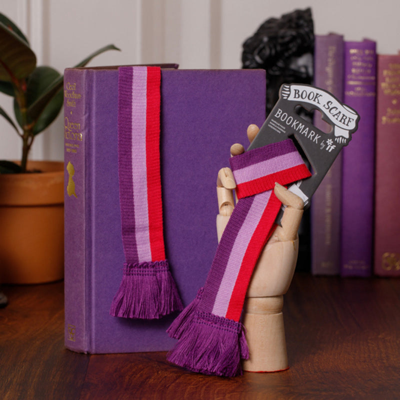 Book Scarf Bookmark, Pink and Purple