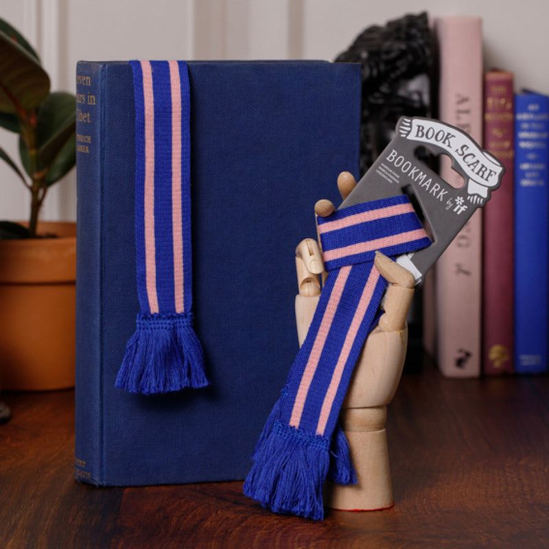 Book Scarf Bookmark, Blue and Pink