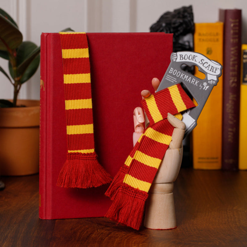 Book Scarf Bookmark, Burgundy and Yellow